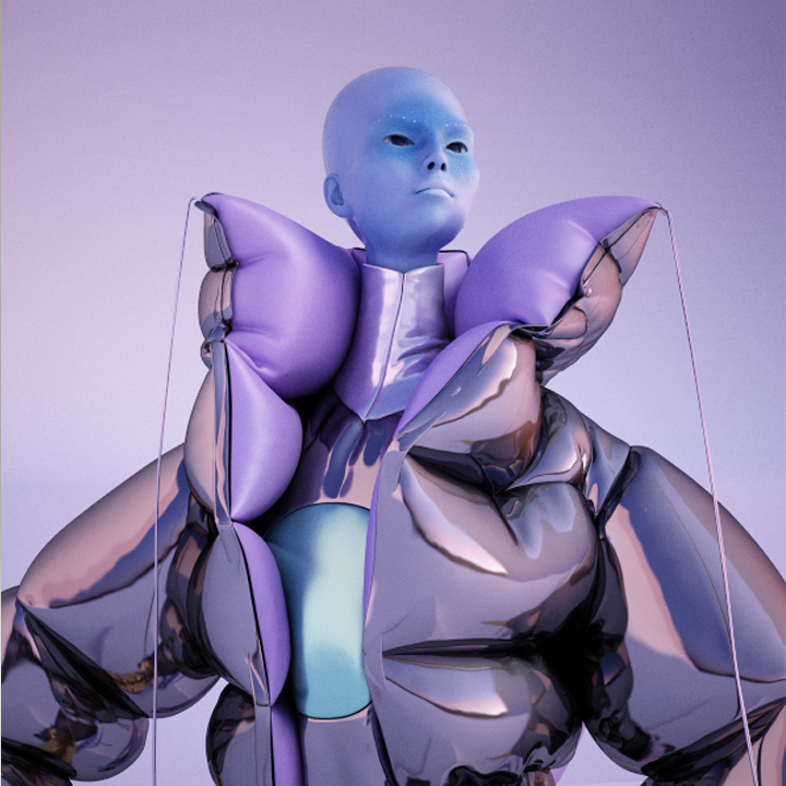 Stylized 3D character with inflated shapes and glossy materials for Facebook Instant Experience